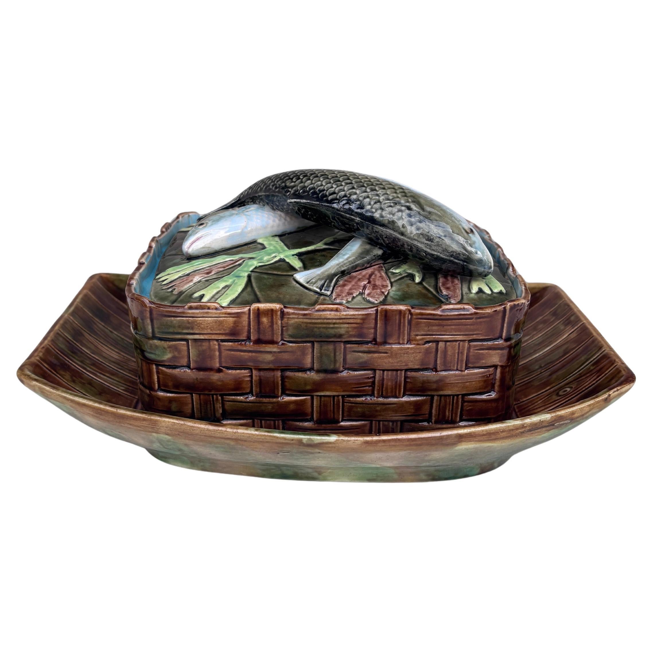 Anglais Majolique victorienne Sardine Georges Jones du 19ème siècle en vente