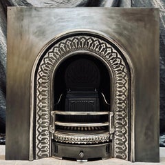 19th Century Victorian Manner Arched Cast Iron Fireplace Insert.