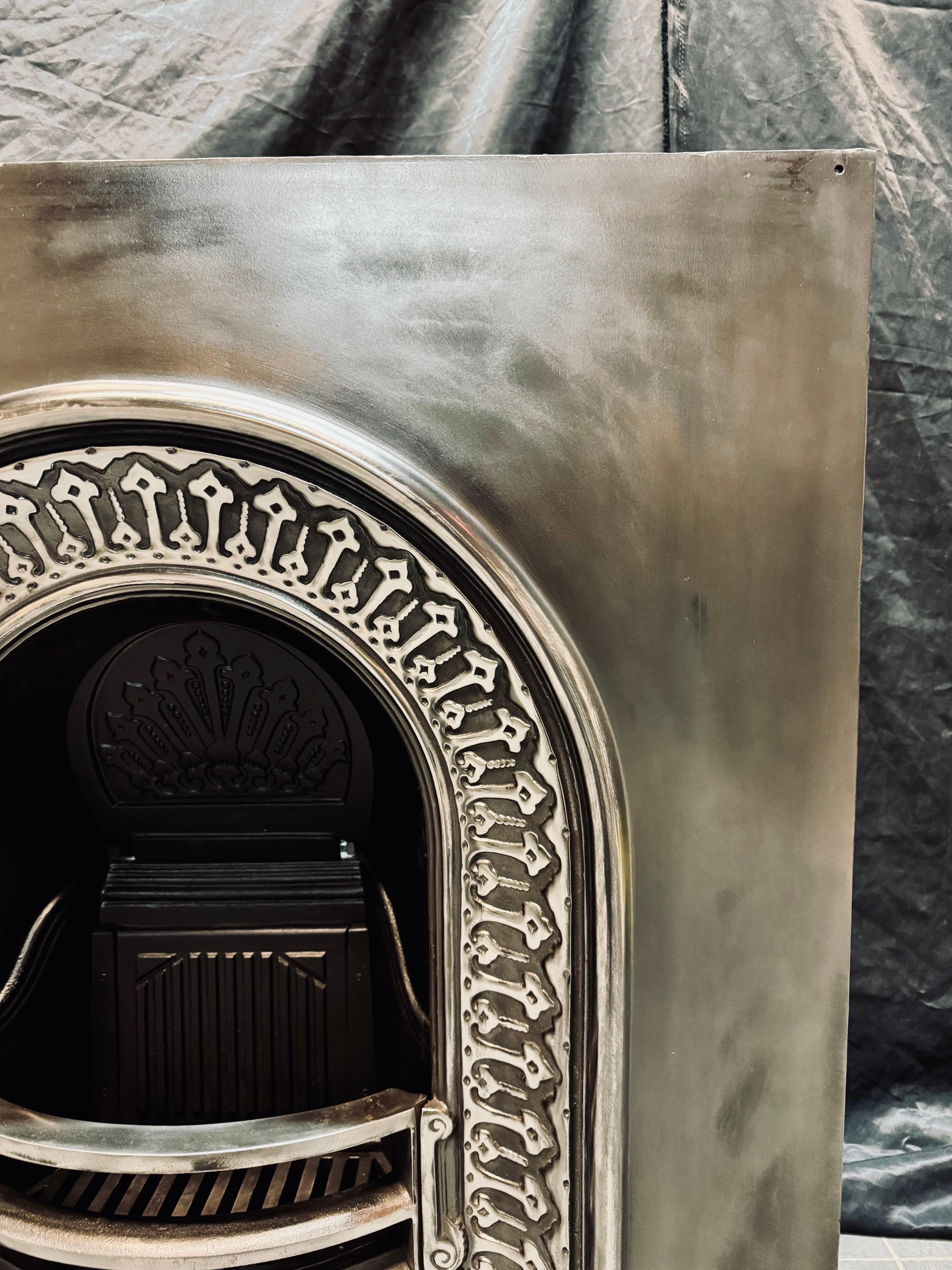 English 19th Century Victorian Manner Arched Cast Iron Fireplace Insert. For Sale