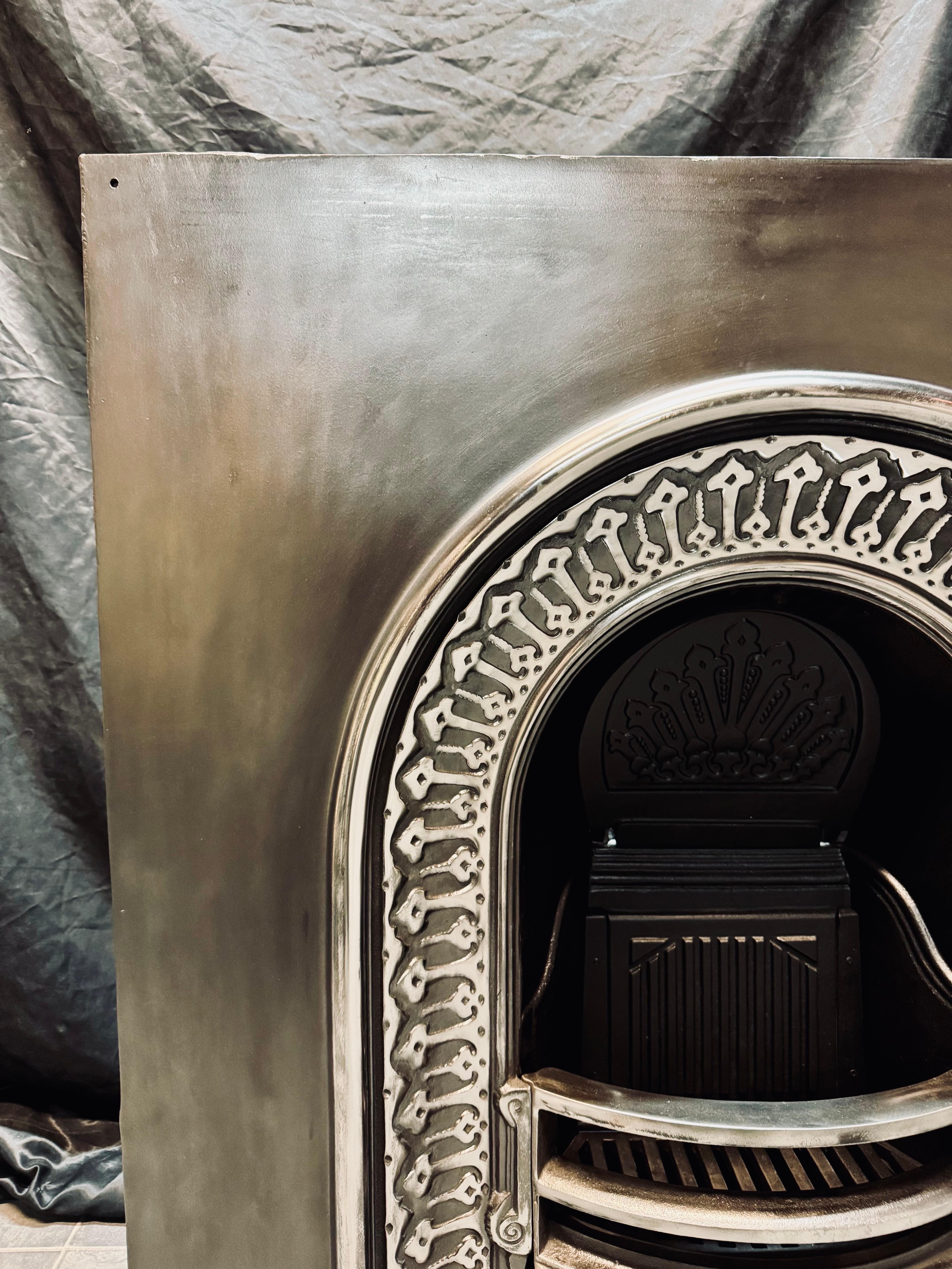 Mid-20th Century 19th Century Victorian Manner Arched Cast Iron Fireplace Insert. For Sale