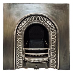 19th Century Victorian Manner Arched Cast Iron Fireplace Insert.