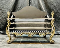 19th Century Victorian Manner Polished Brass & Cast Iron Fire Grate Basket.