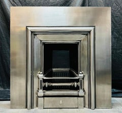 19th Century Victorian Manner Polished Cast Iron Fireplace Insert.