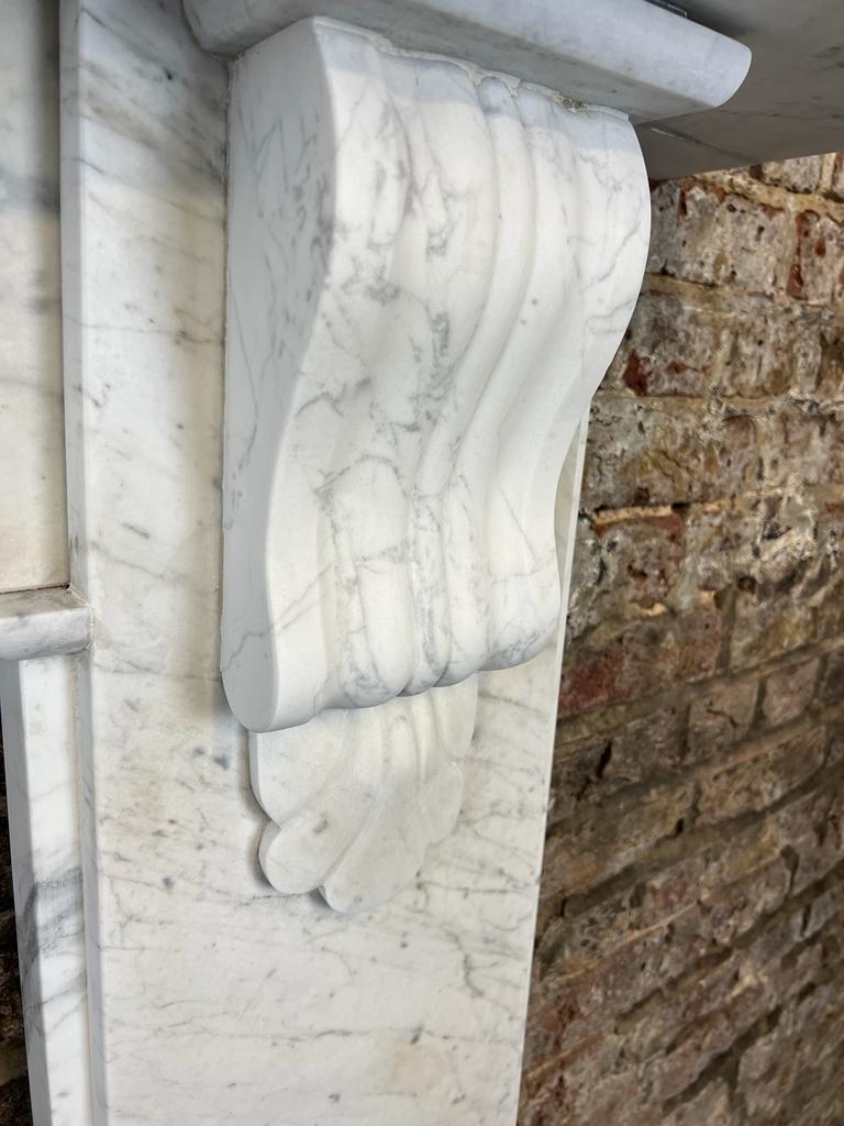 Hand-Carved 19th Century, Victorian Marble Fireplace Mantlepiece For Sale