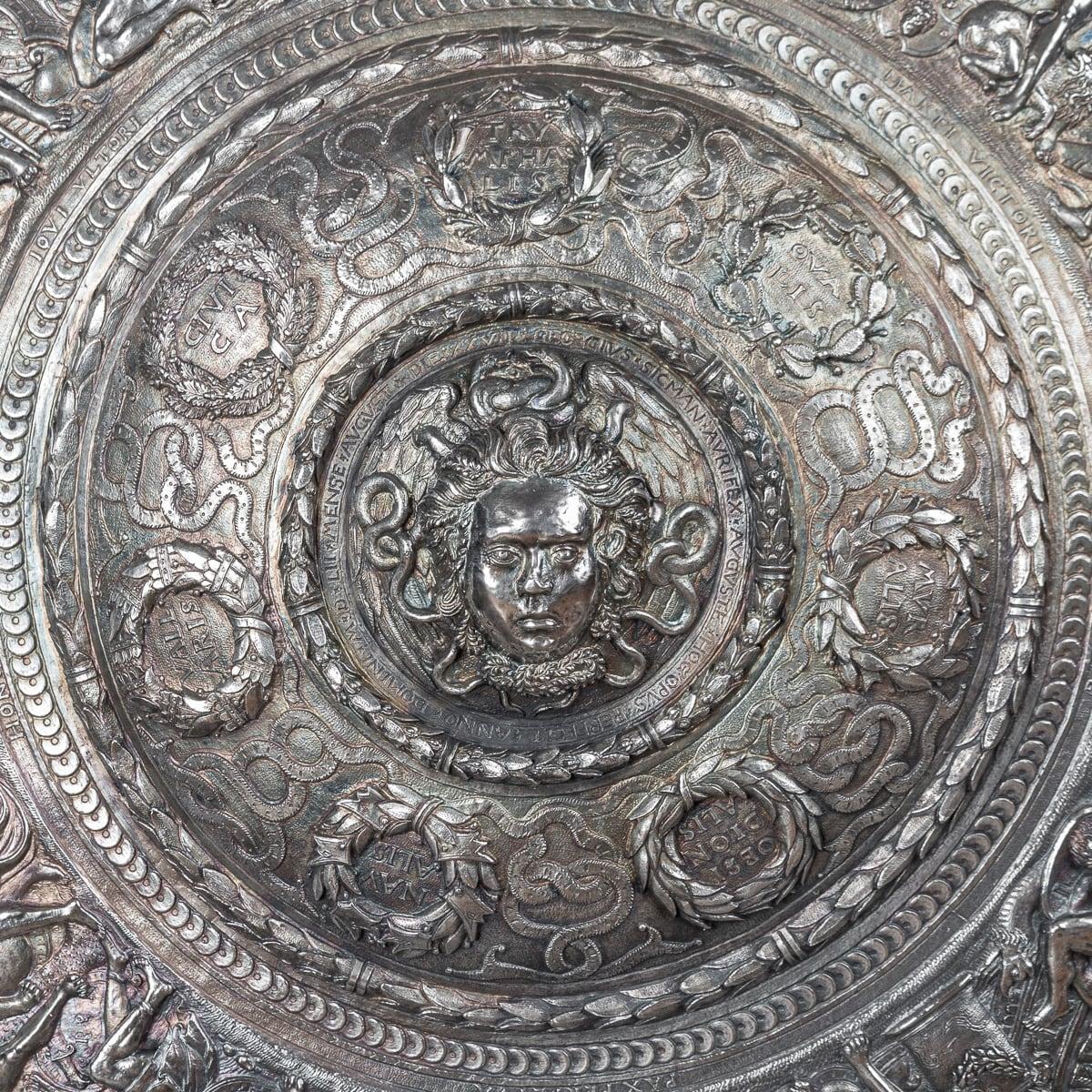 British 19th Century Victorian Monumental Silver Plated Parade Shield, Elkington c.1880 For Sale