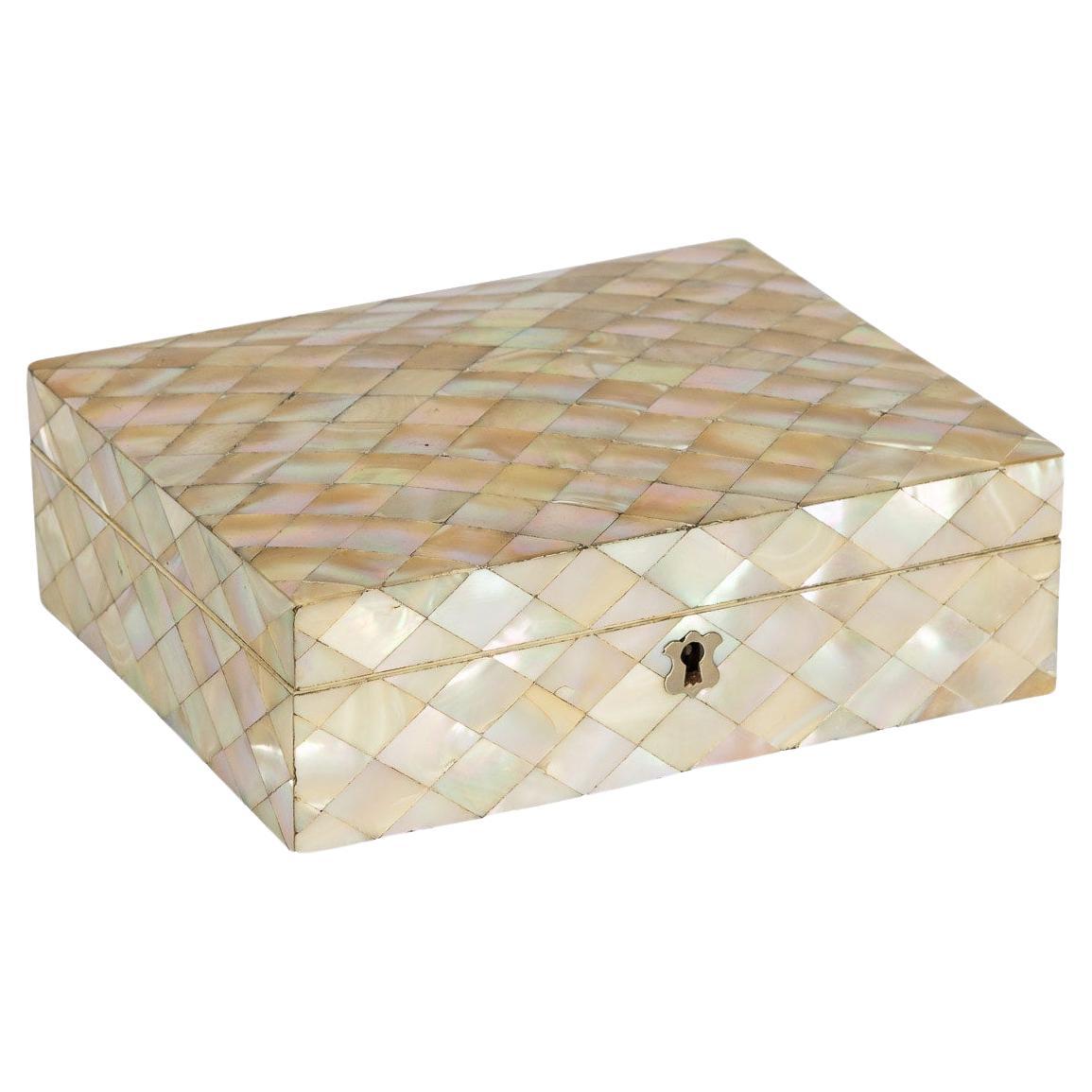 19th Century Victorian Mother Of Pearl Jewellery Box, c.1880 For Sale