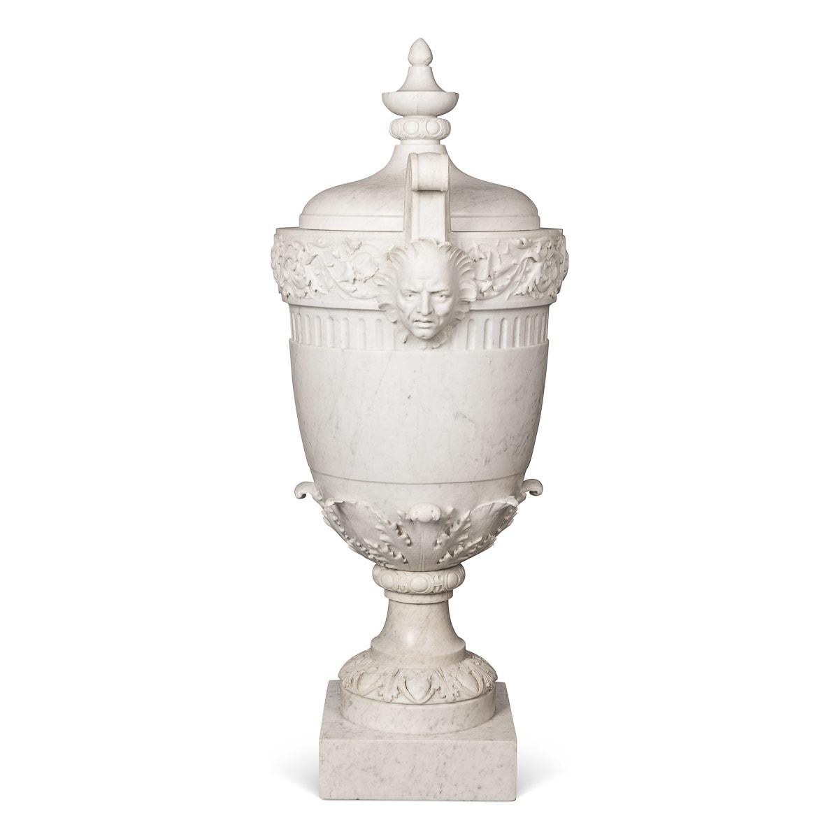 British 19th Century Victorian Neo-Classical Marble Urn & Cover, circa 1850 For Sale