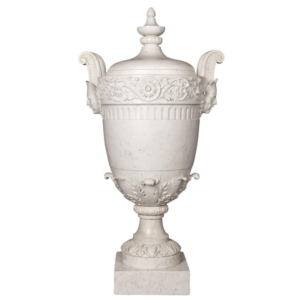 19th Century Victorian Neo-Classical Marble Urn & Cover, circa 1850