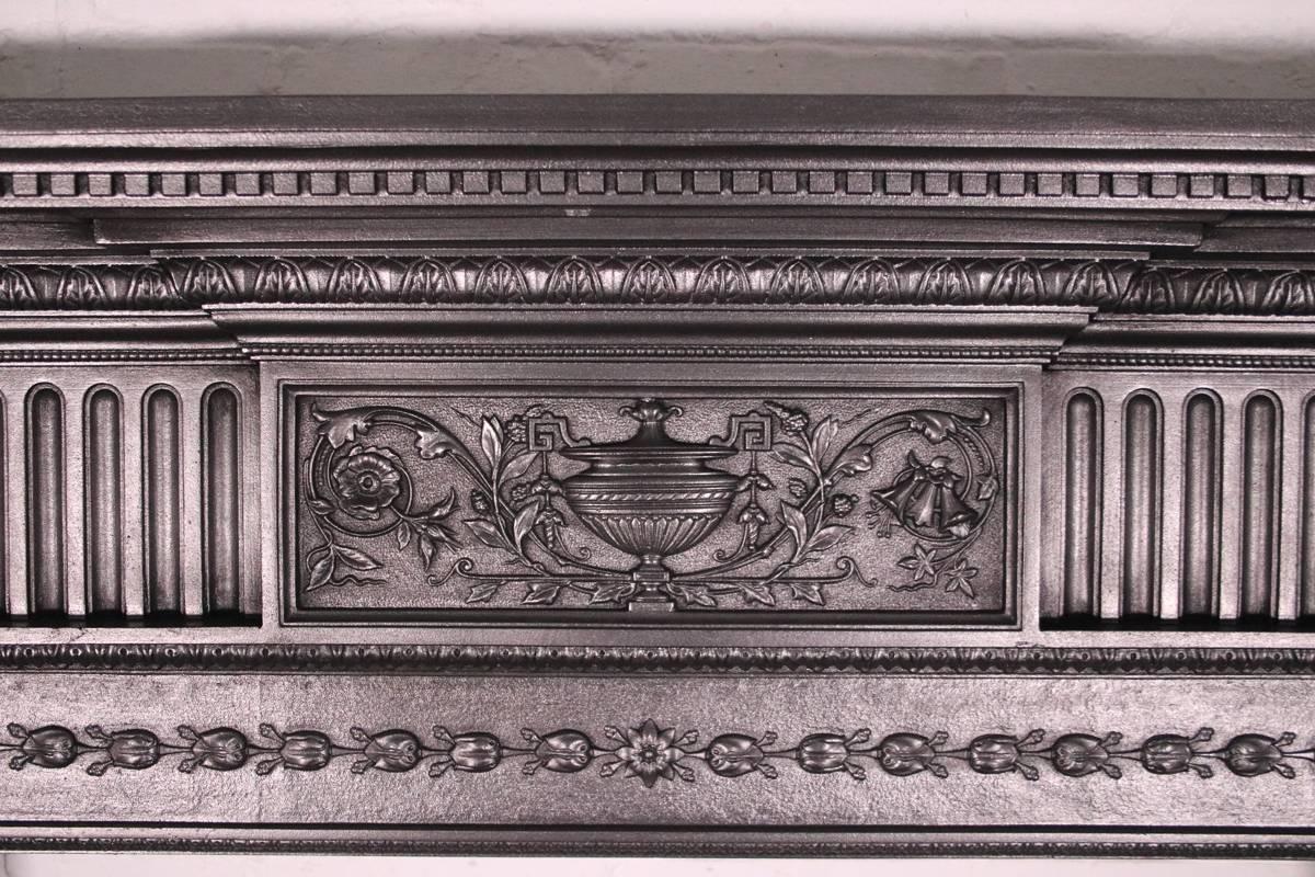 Neoclassical Revival 19th Century Victorian Neoclassical Cast Iron Fireplace Surround