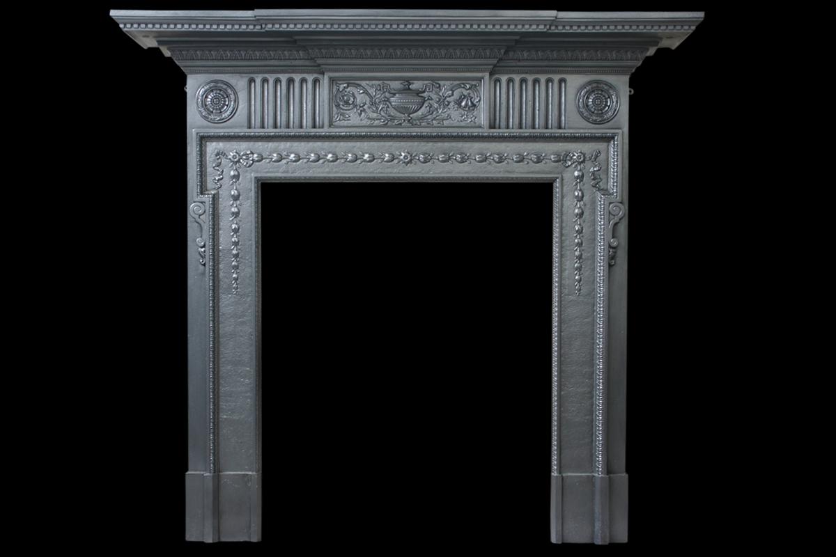 19th Century Victorian Neoclassical Cast Iron Fireplace Surround In Excellent Condition In Manchester, GB