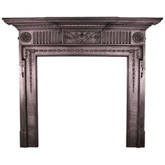 Antique 19th Century Victorian Neoclassical Cast Iron Fireplace Surround