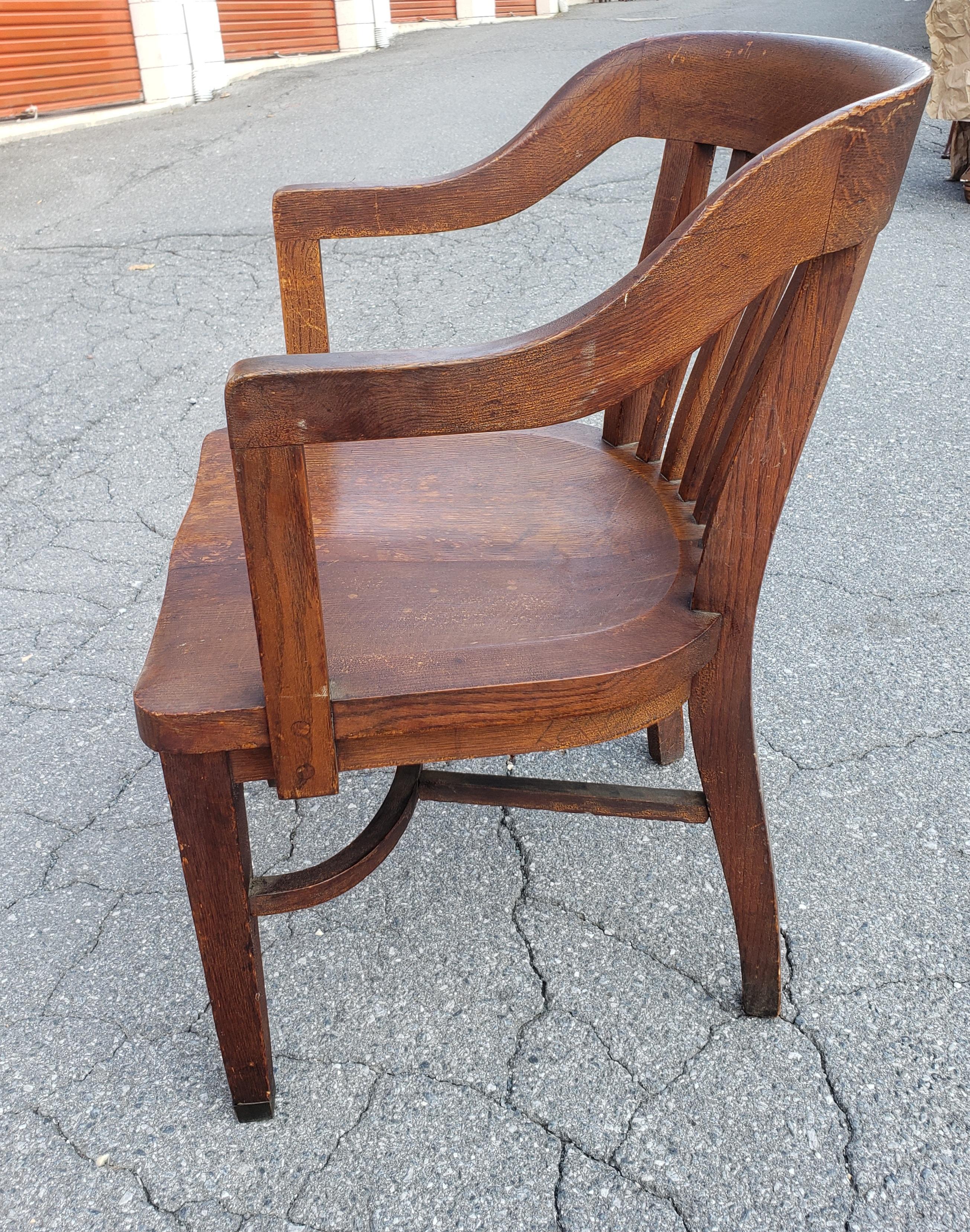 Stained 19th Century Victorian Oak Bankers Desk Chair  For Sale