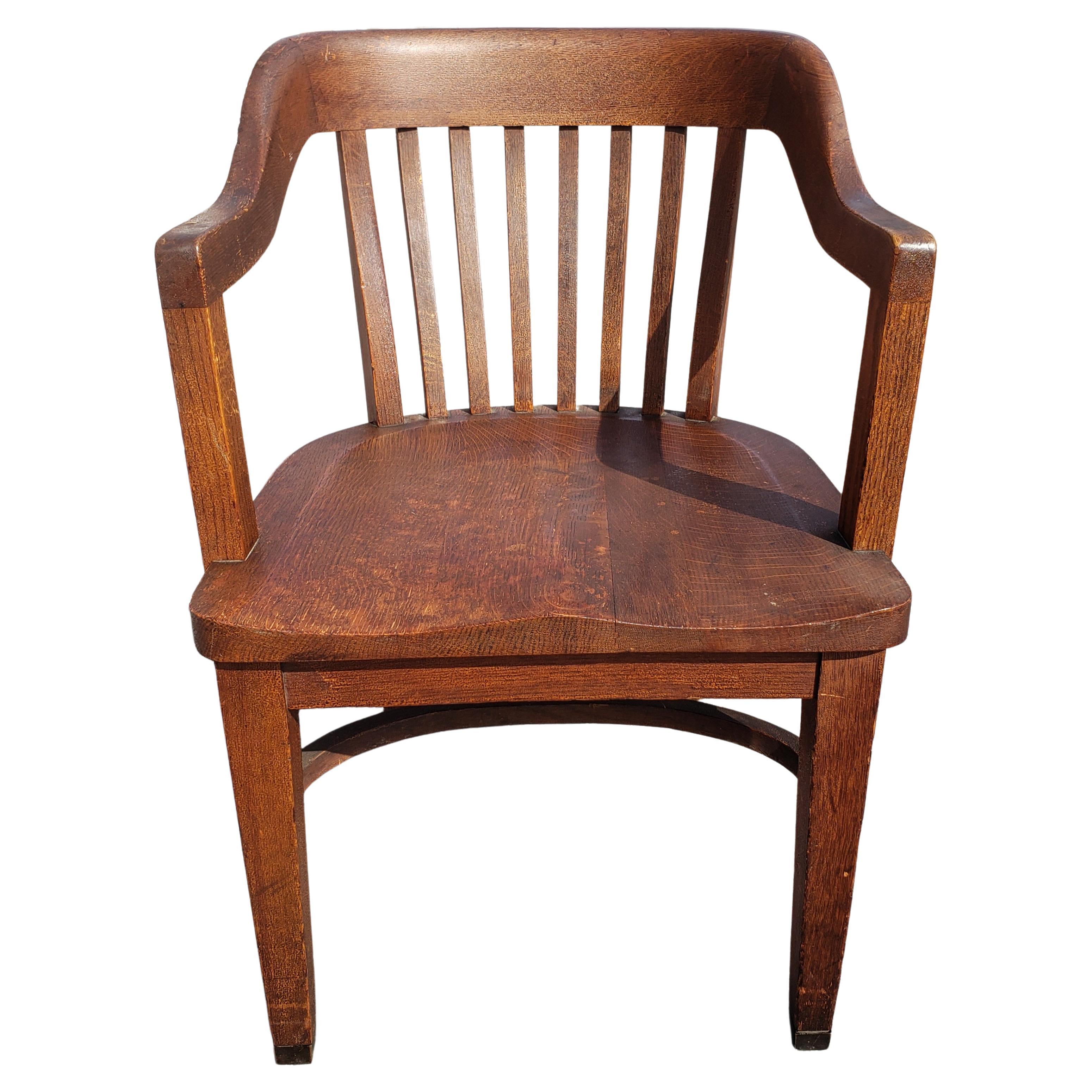 19th Century Victorian Oak Bankers Desk Chair  For Sale
