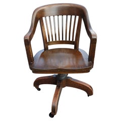19th Century Victorian Oak Swivel Bankers Chair