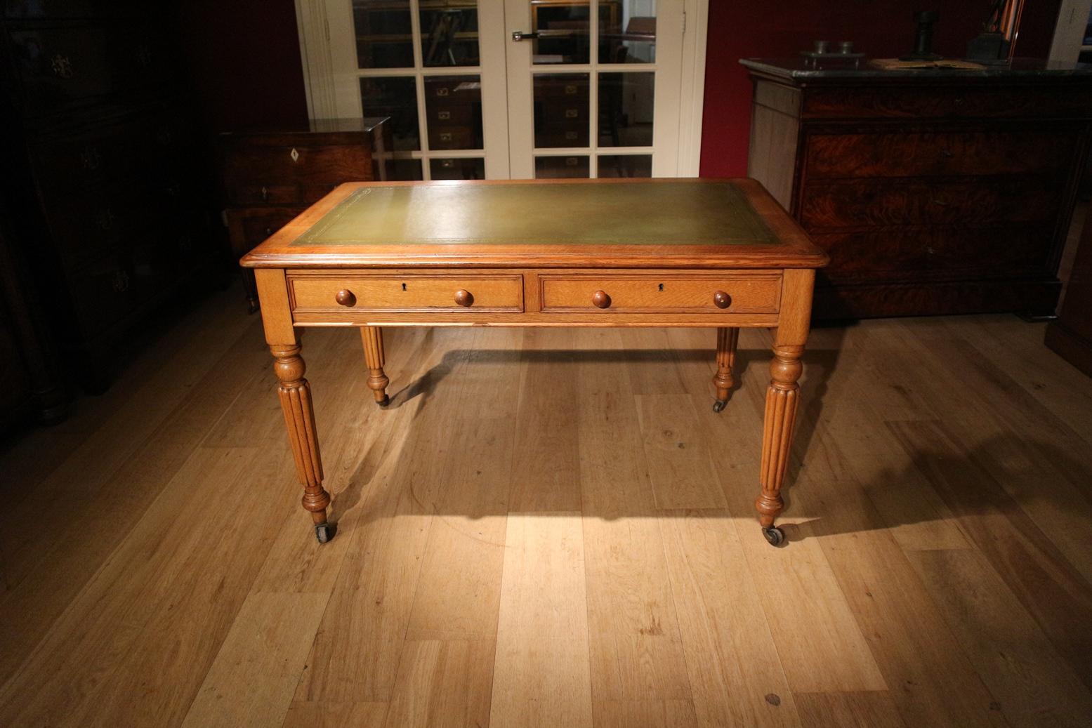 English 19th Century Victorian Oak Writing Table