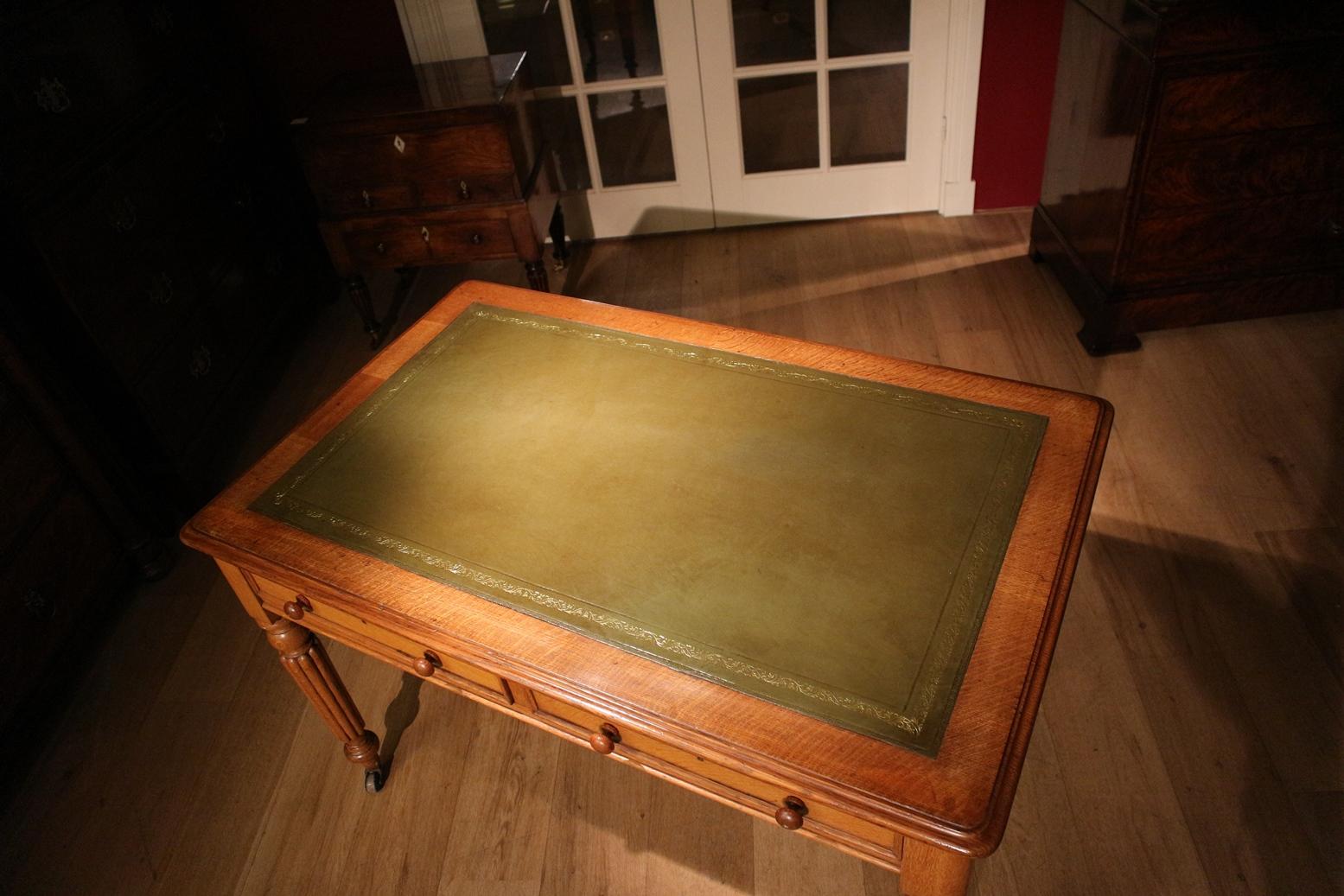 19th Century Victorian Oak Writing Table 1