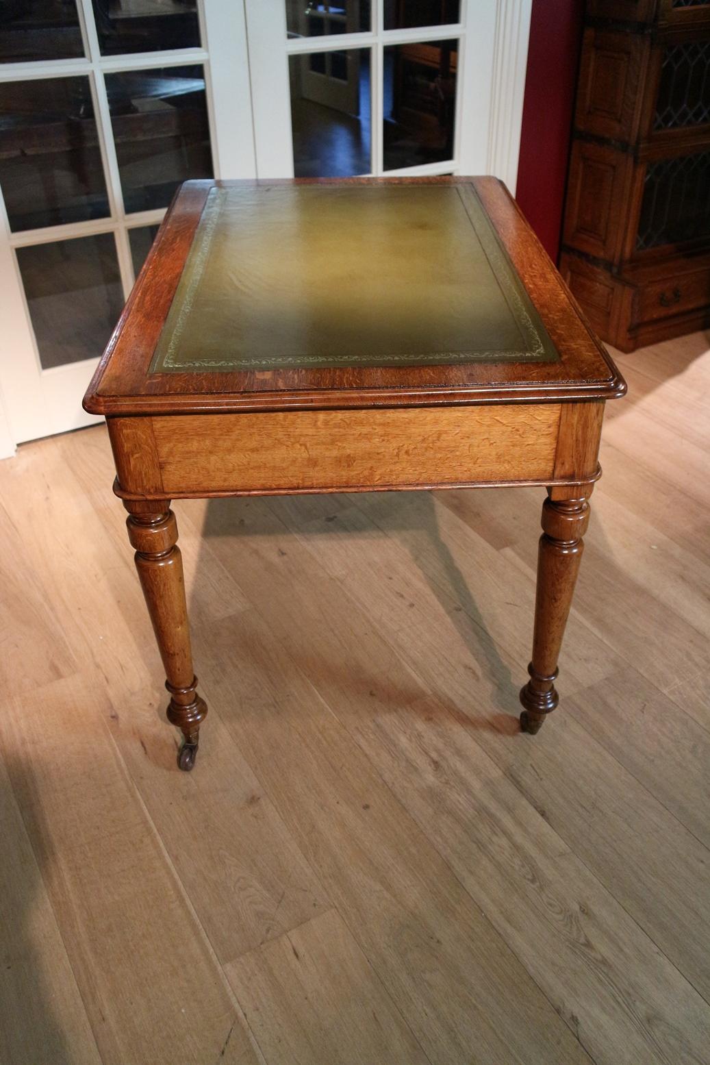 19th Century Victorian Oak Writing Table 2