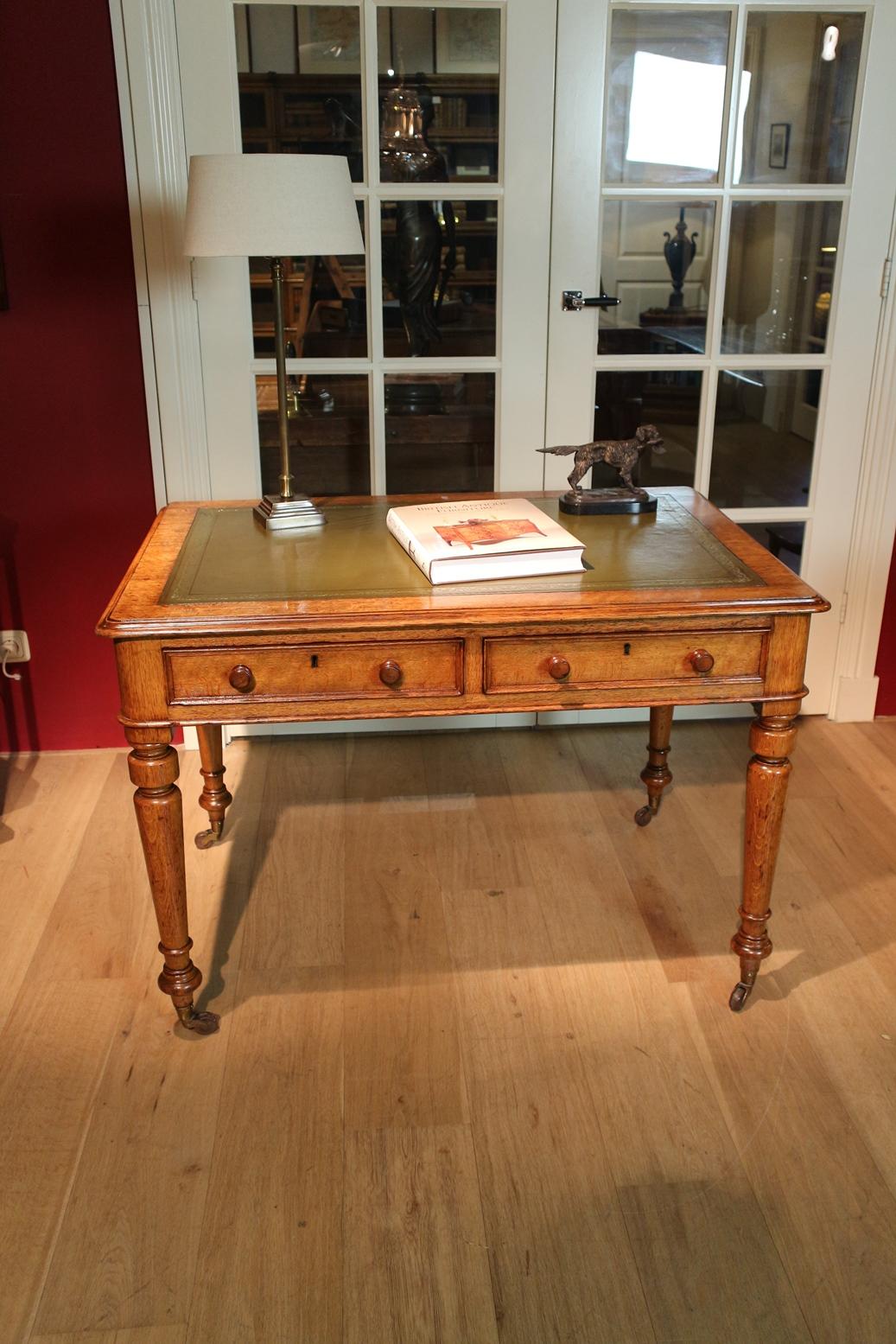 19th Century Victorian Oak Writing Table 4