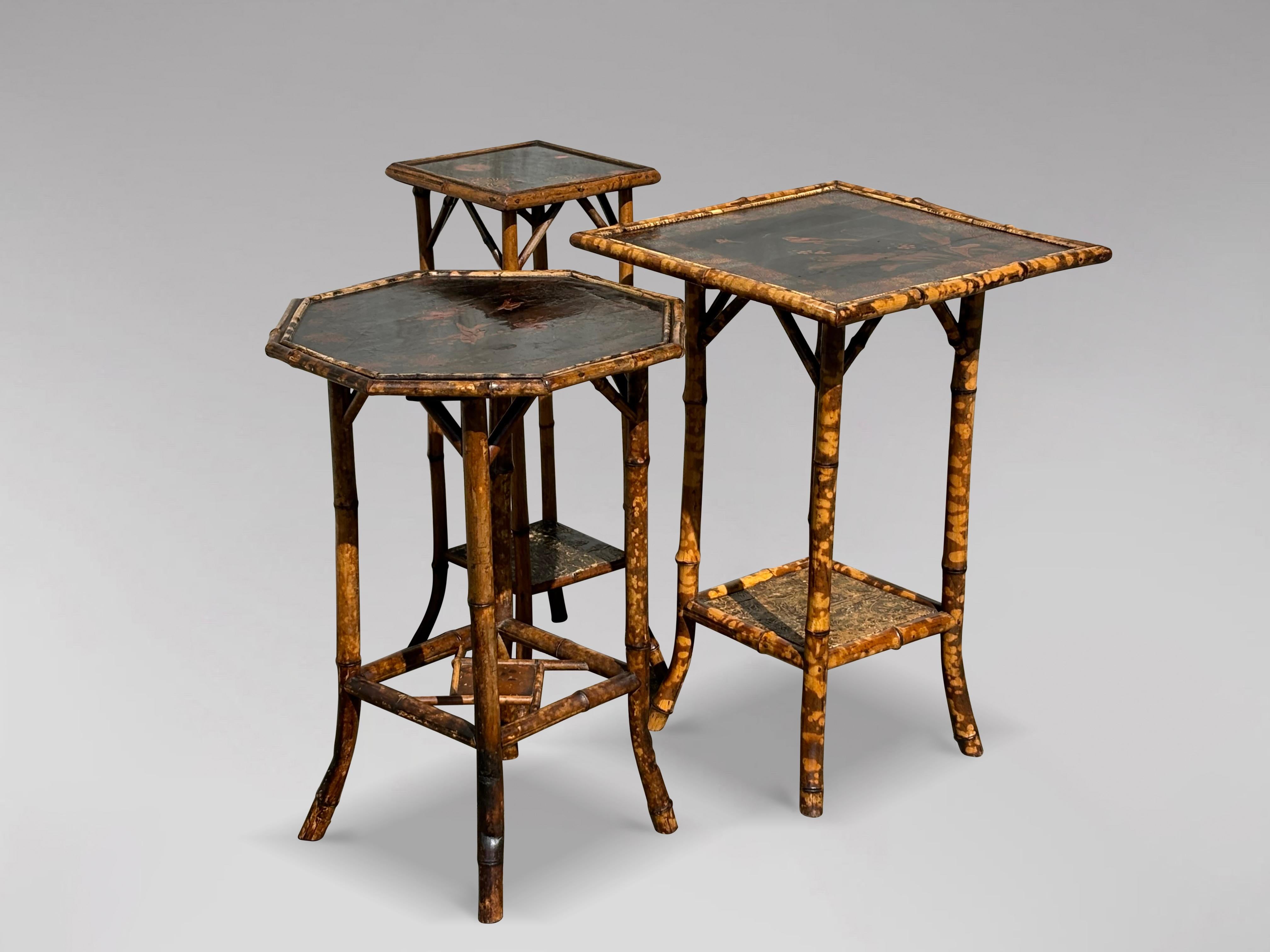 19th Century Victorian Octagon Hand Painted Tiger Bamboo Side Table In Good Condition In Petworth,West Sussex, GB
