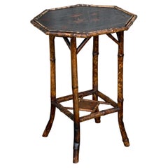 19th Century Victorian Octagon Hand Painted Tiger Bamboo Side Table