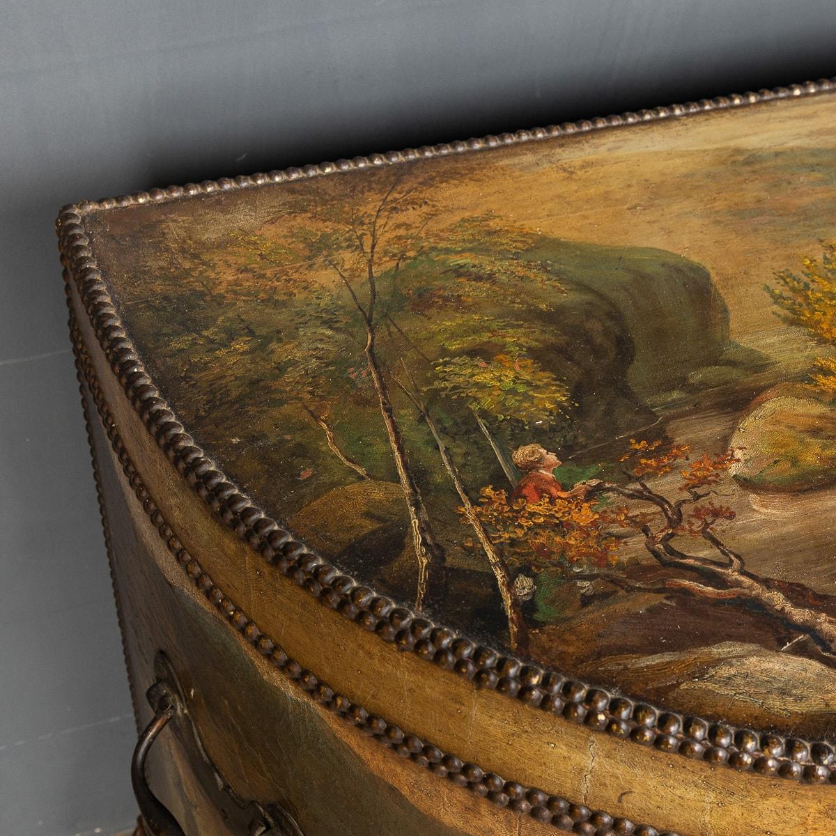 19th Century Victorian Oil Painted Demilune Coach Trunk, circa 1880 7