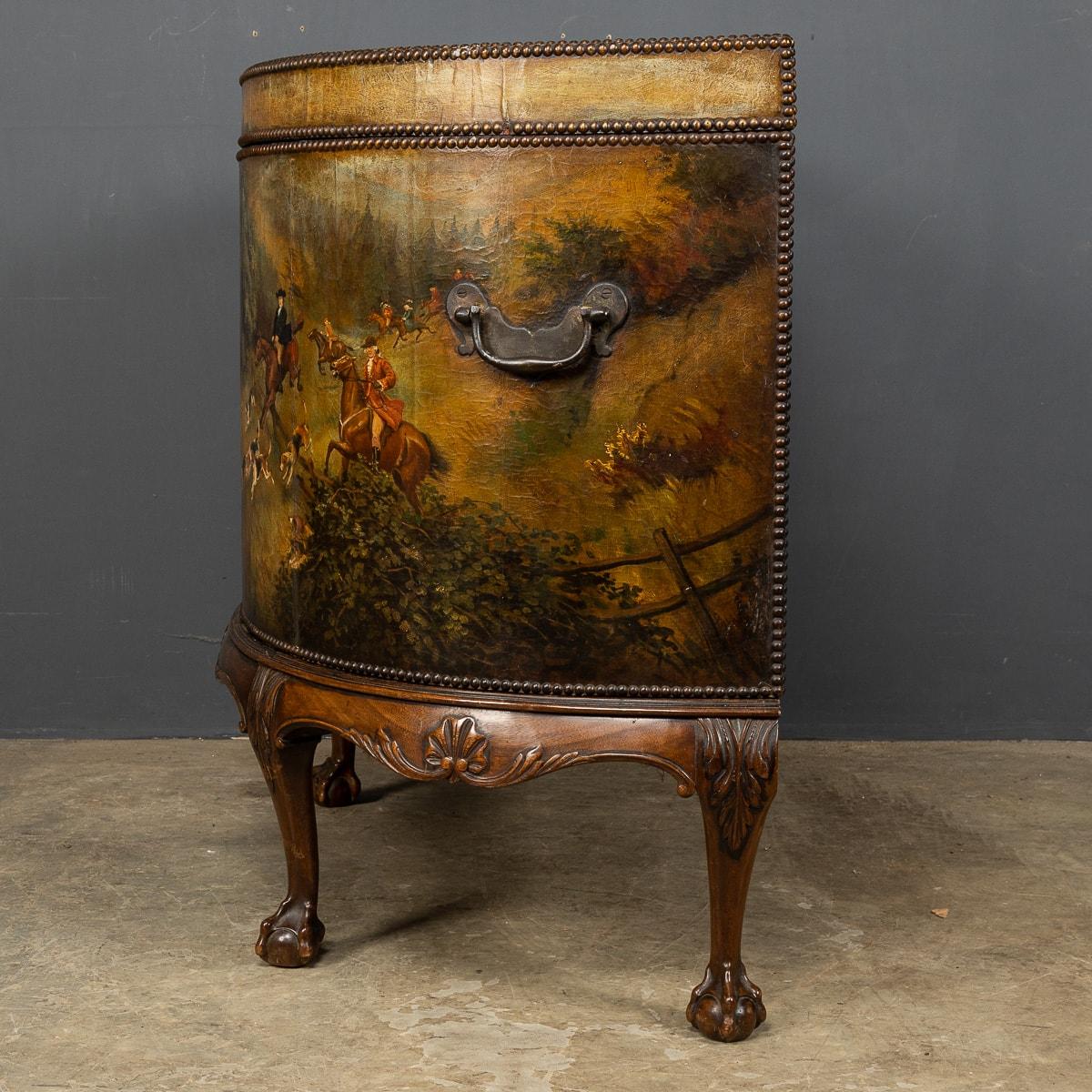British 19th Century Victorian Oil Painted Demilune Coach Trunk, circa 1880