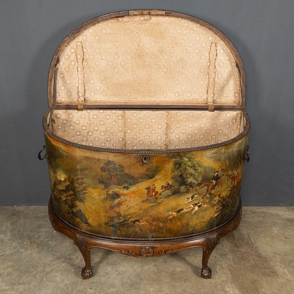 19th Century Victorian Oil Painted Demilune Coach Trunk, circa 1880 1