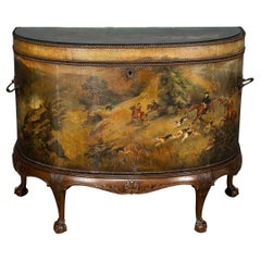 19th Century Victorian Oil Painted Demilune Coach Trunk, circa 1880