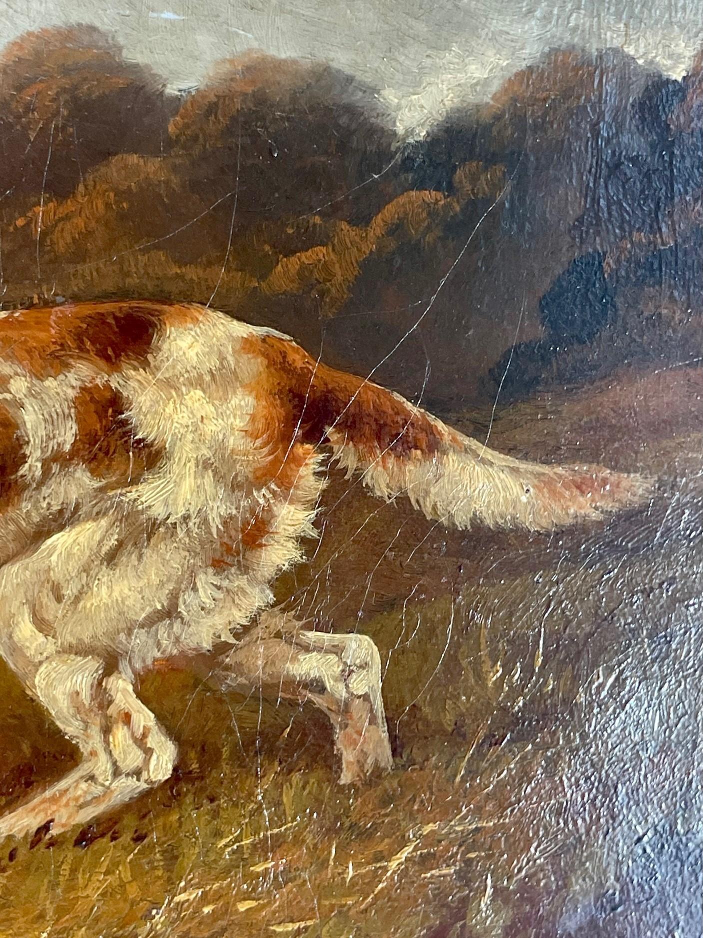 19th Century Victorian Oil Painting of English Setter, Robert Cleminson For Sale 9