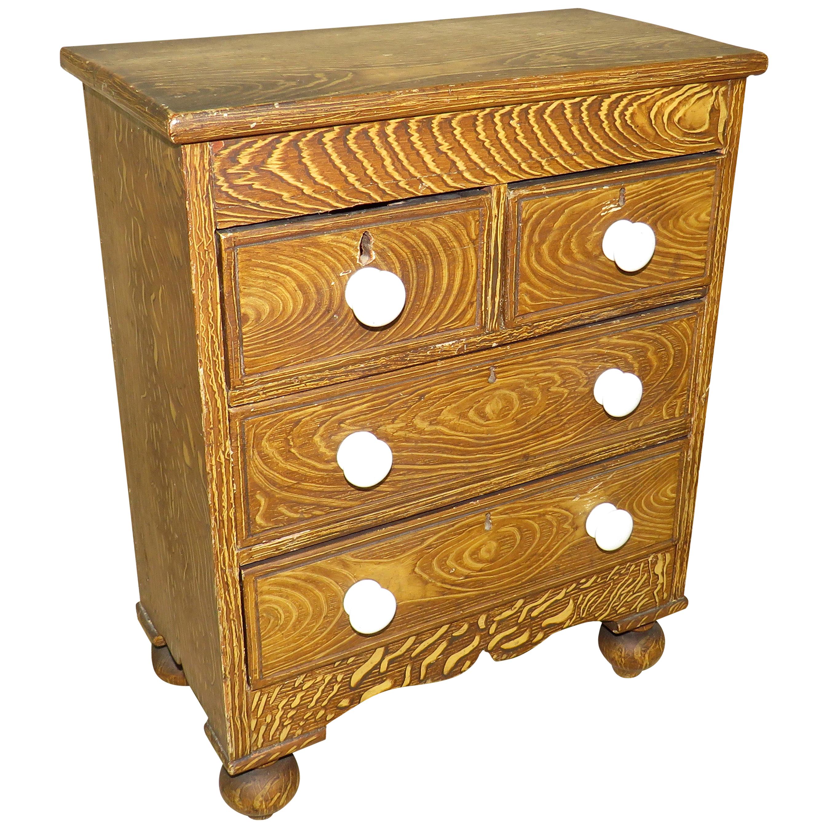 19th Century Victorian Painted Pine Miniature Apprentice Chest of Drawers For Sale