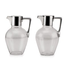 19th Century Victorian Pair of Solid Silver & Glass Claret Jug, London, C.1896