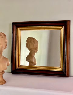 19th Century Victorian Parcel Gilt and Ebonized Walnut Mirror with Deep Frame