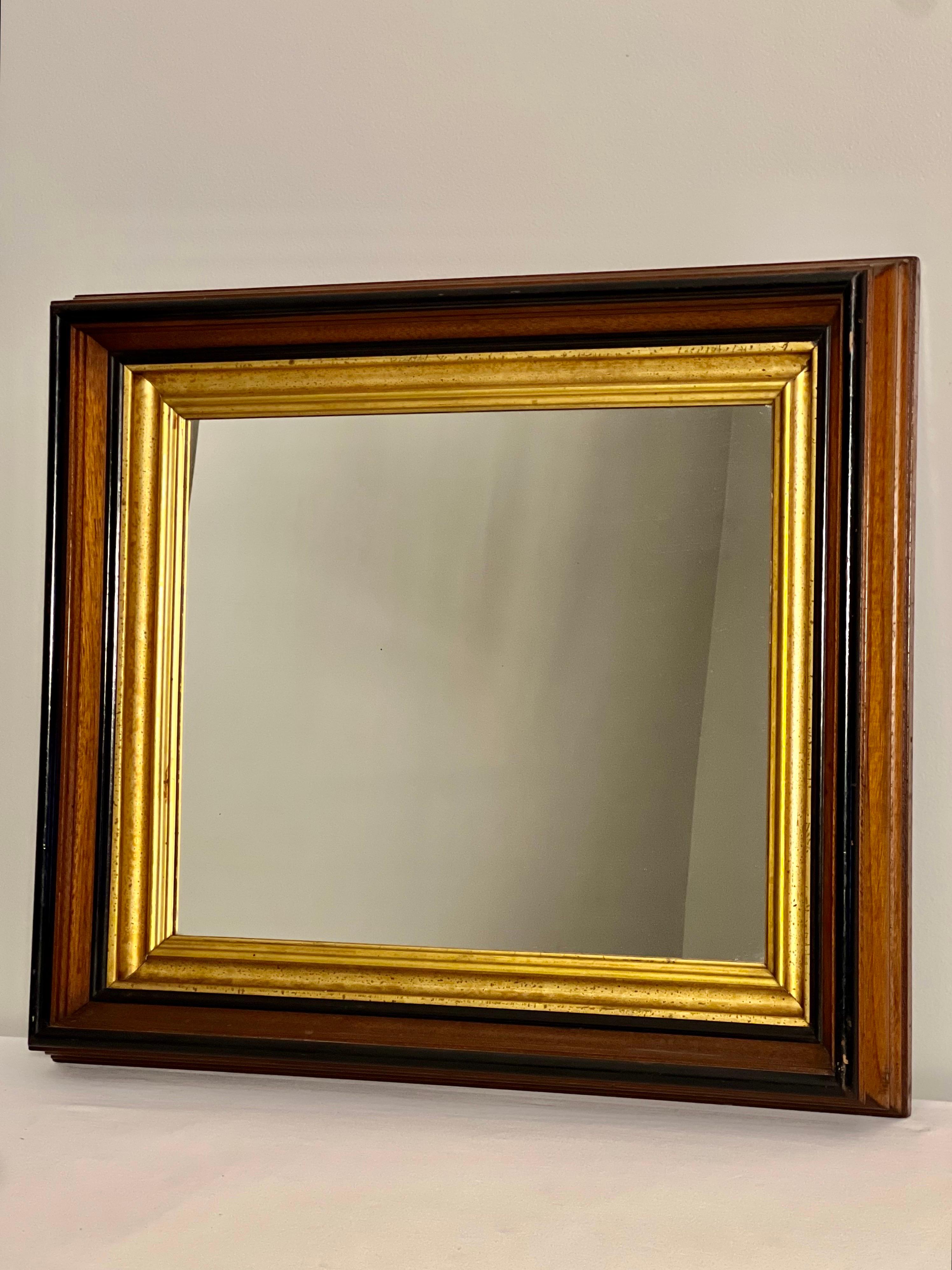 Ebanizzato Specchio vittoriano Parcel del XIX secolo in noce dorato ed ebanizzato con cornice profonda in vendita
