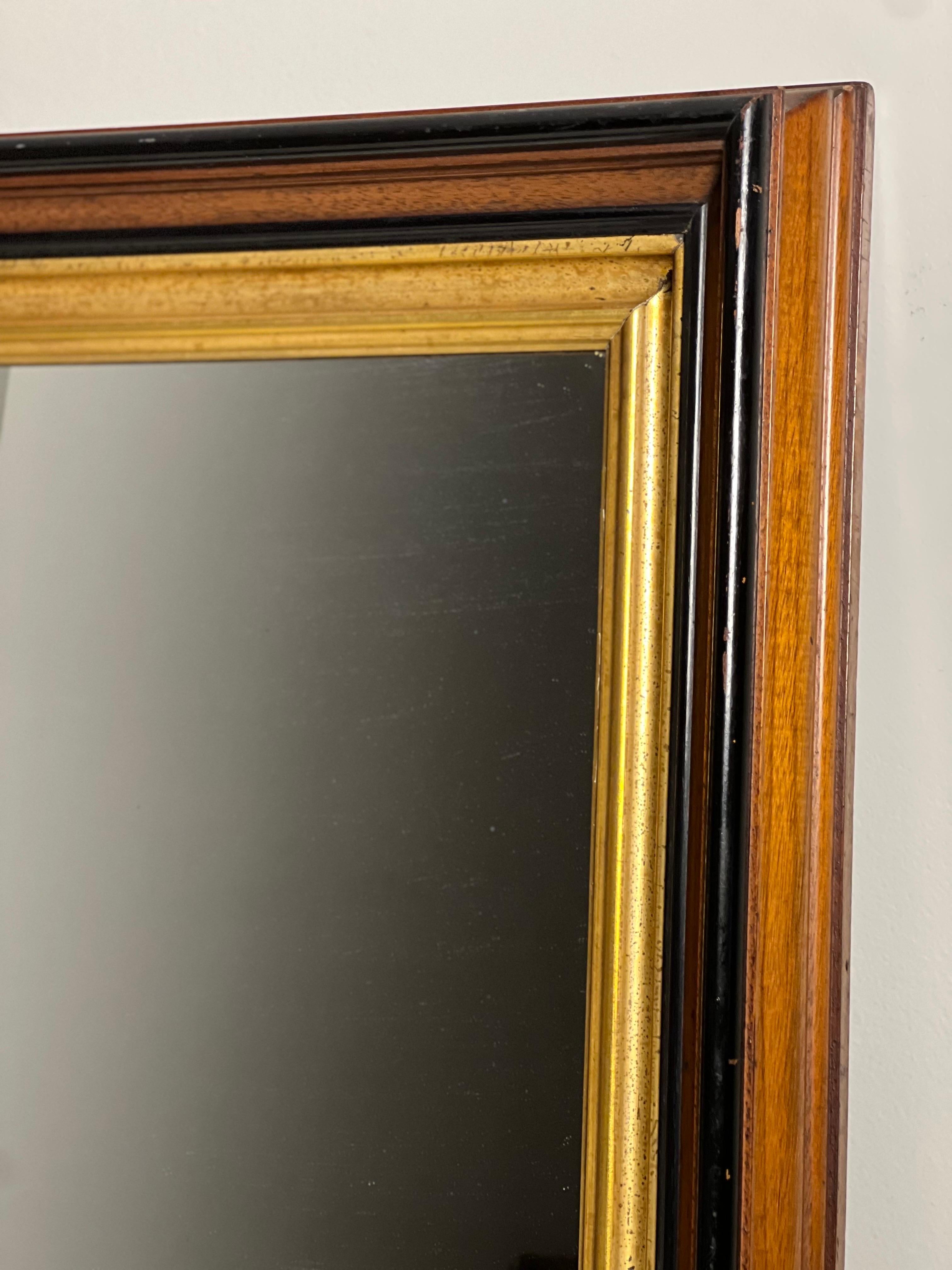 Specchio vittoriano Parcel del XIX secolo in noce dorato ed ebanizzato con cornice profonda In condizioni buone in vendita a Doylestown, PA