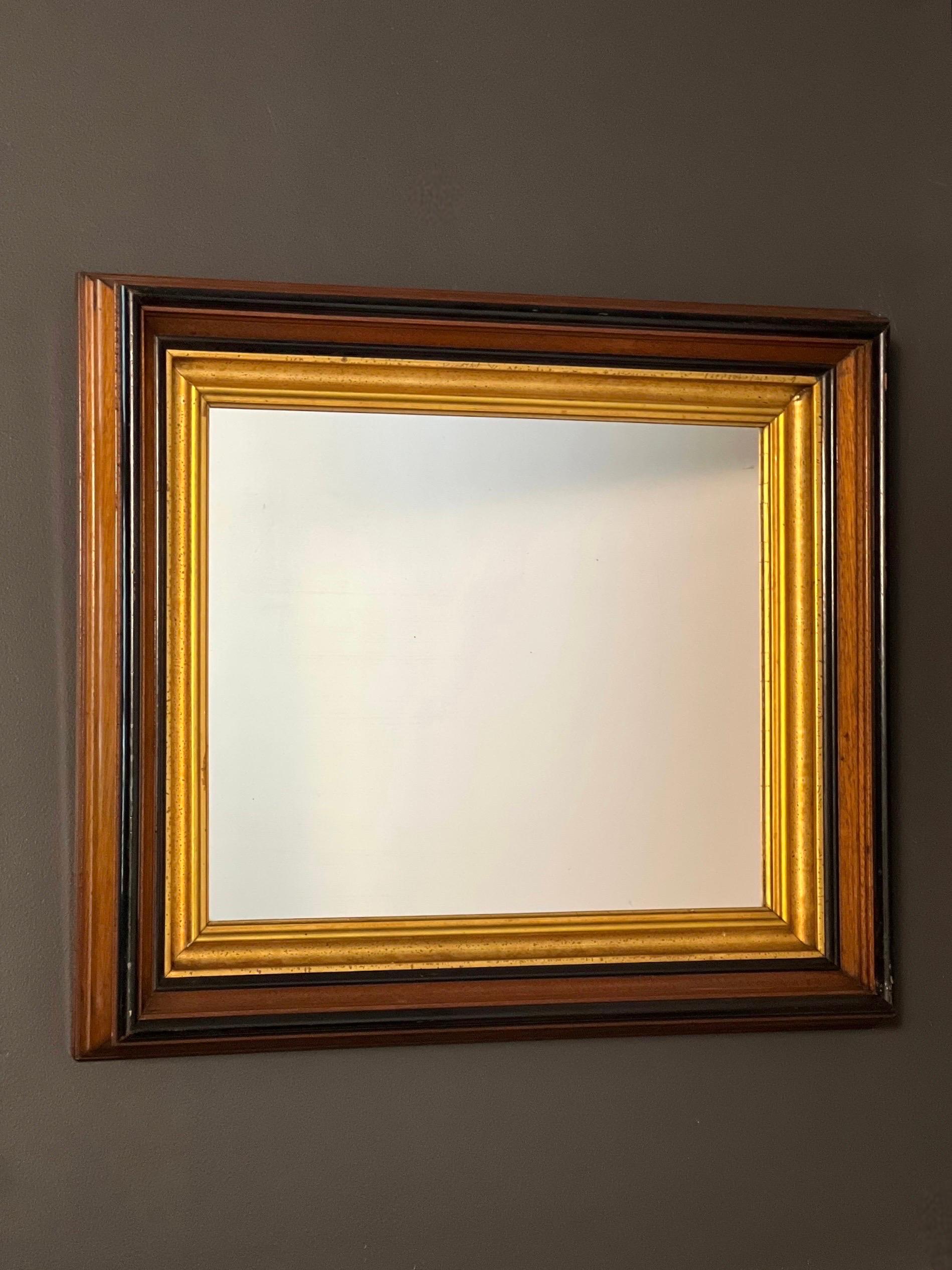 Specchio vittoriano Parcel del XIX secolo in noce dorato ed ebanizzato con cornice profonda in vendita 4