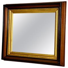 Specchio vittoriano Parcel del XIX secolo in noce dorato ed ebanizzato con cornice profonda