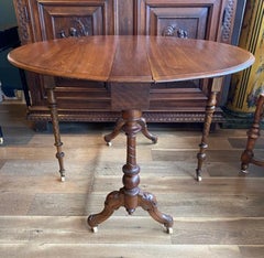 19th Century Victorian Sutherland Drop-Leaf Table on Caster Wheels