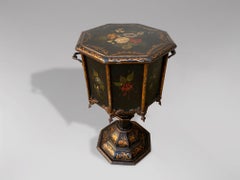 19th Century Victorian Period Black Painted Tole Pedestal Coal Scuttle