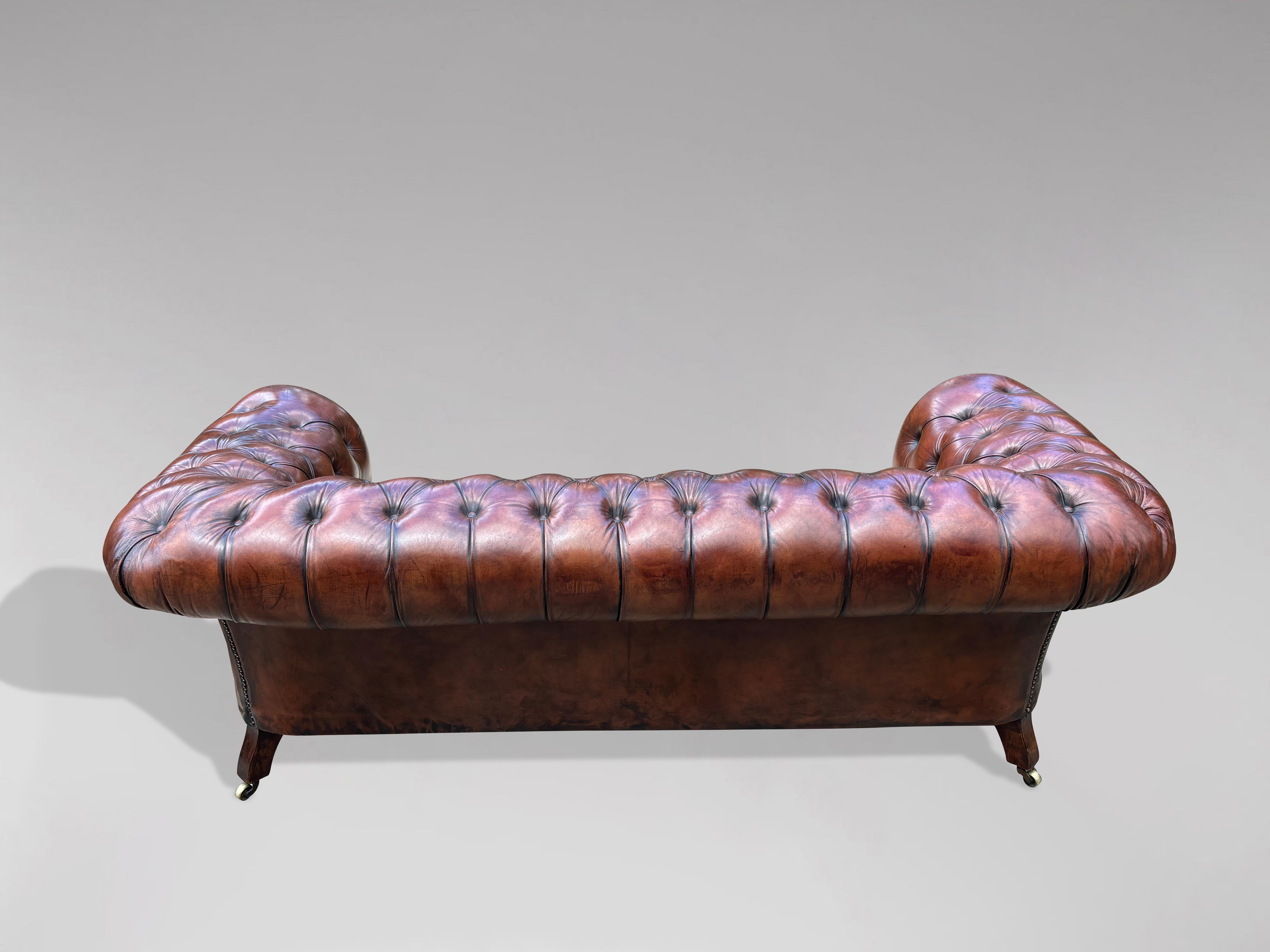 19th Century Victorian Period Brown Leather Chesterfield Sofa, Circa 1880 9