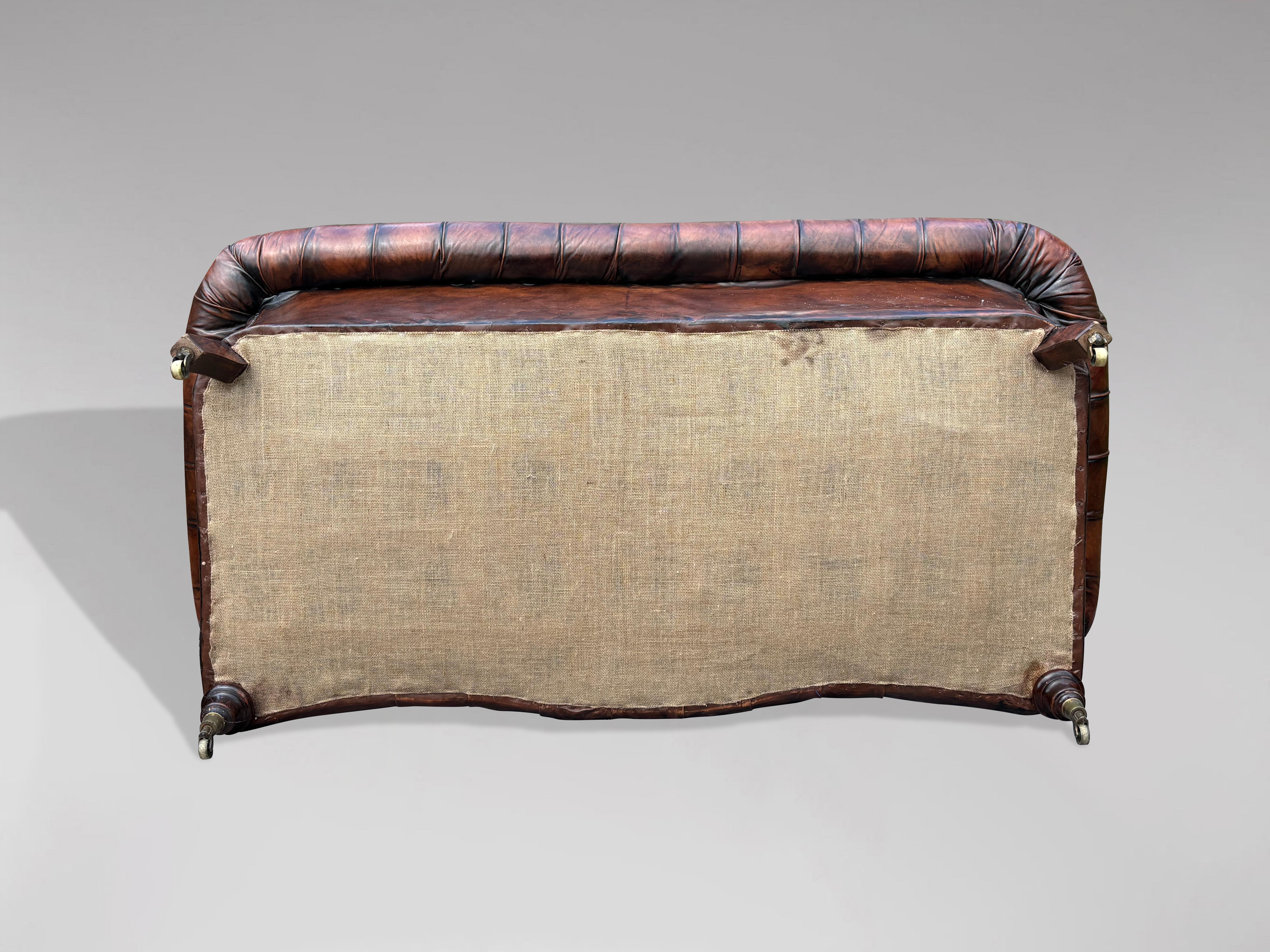 19th Century Victorian Period Brown Leather Chesterfield Sofa, Circa 1880 3