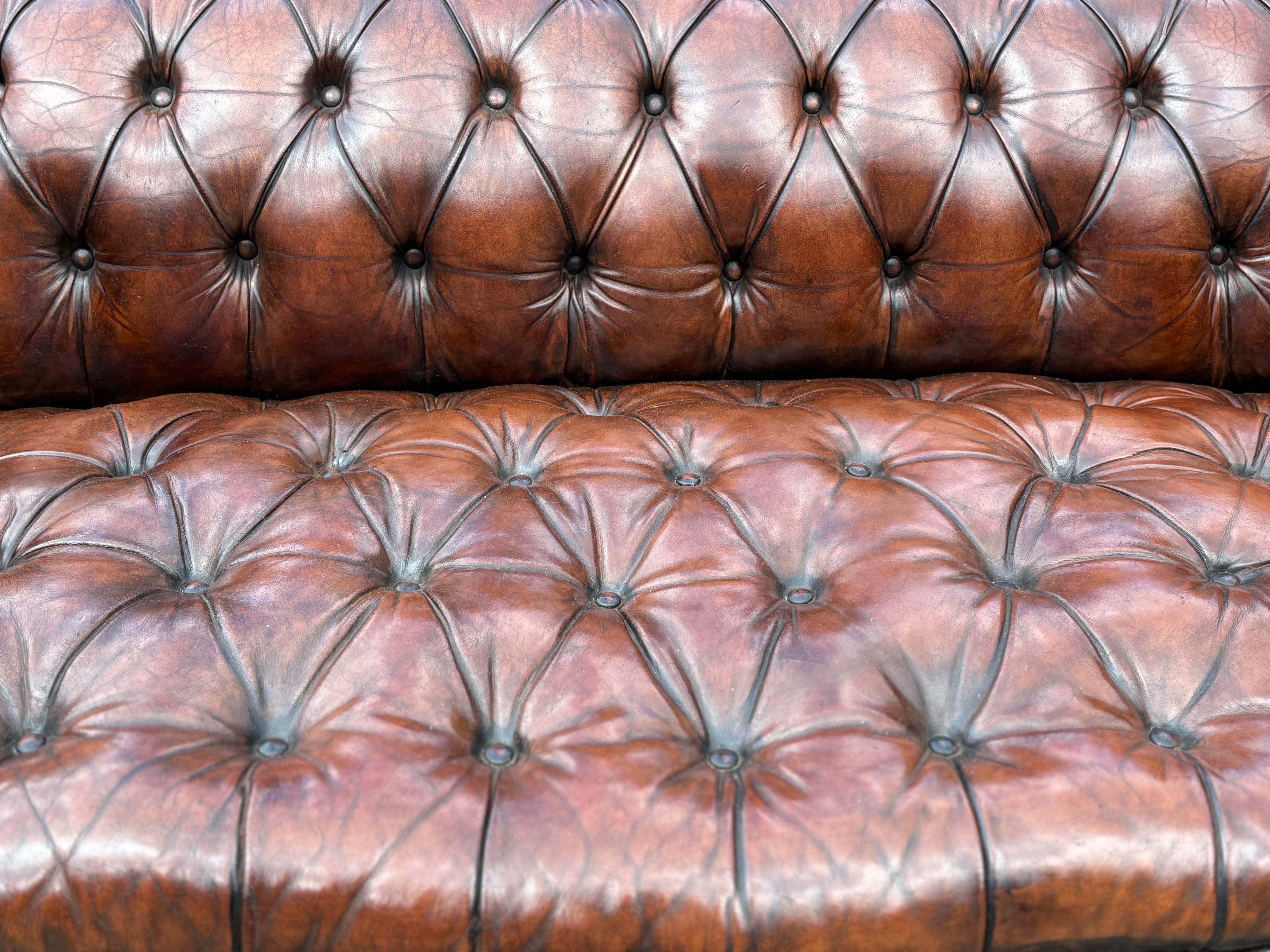 19th Century Victorian Period Brown Leather Chesterfield Sofa, Circa 1880 4