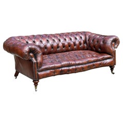19th Century Victorian Period Brown Leather Chesterfield Sofa, Circa 1880