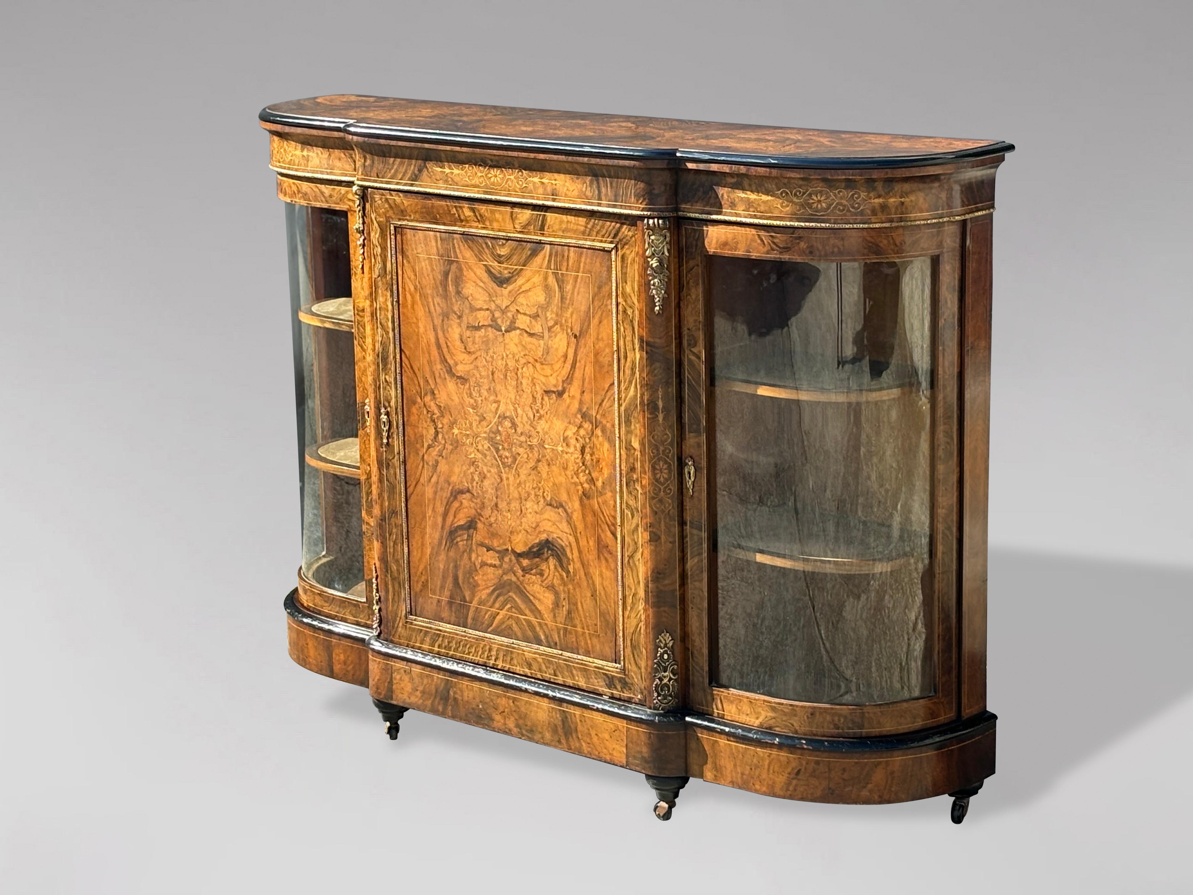19th Century Victorian Period Burr Walnut Marquetry Credenza, 1860 7