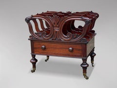 19th Century Victorian Period Carved Rosewood Canterbury