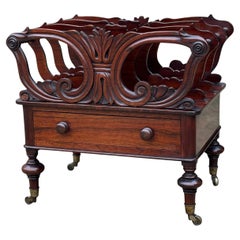 Canterbury de Palo de Rosa Tallado de la Época Victoriana del Siglo XIX