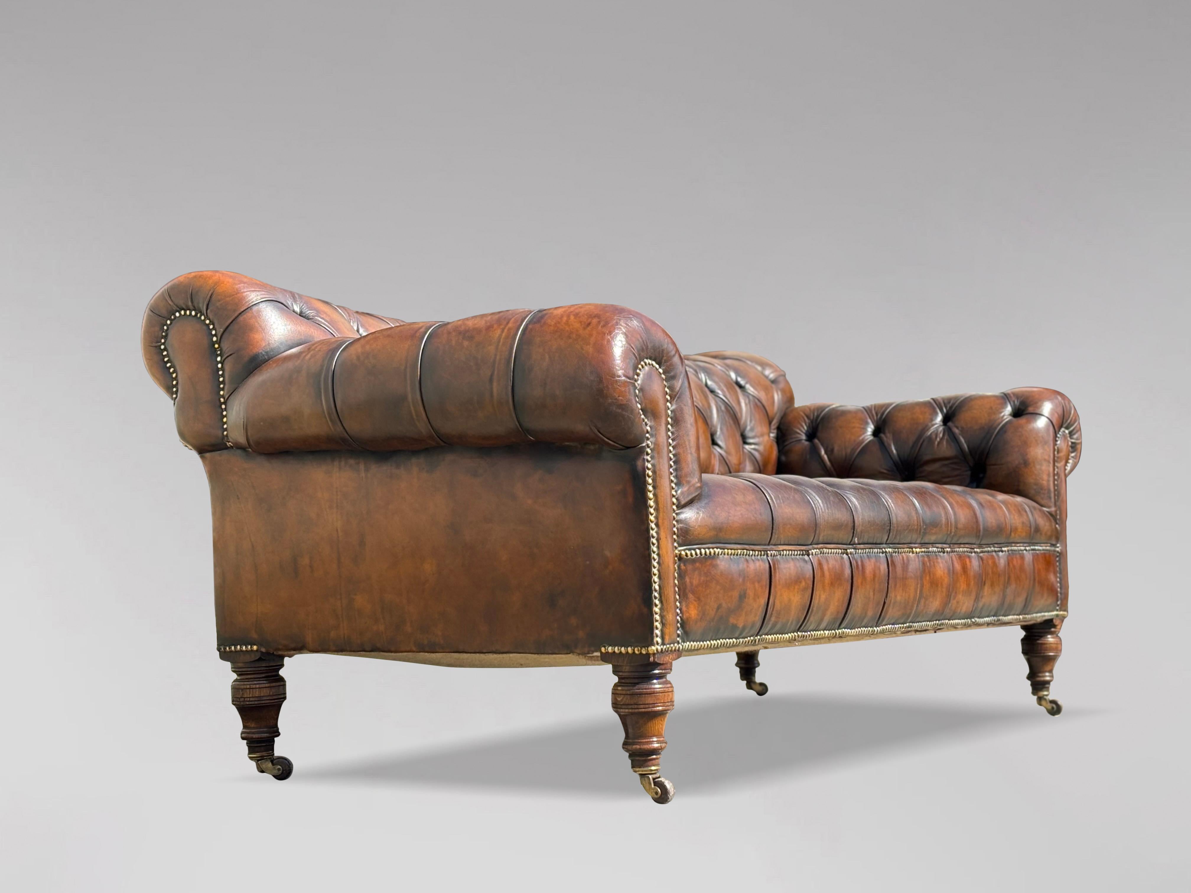19th Century, Victorian Period Leather Chesterfield 7