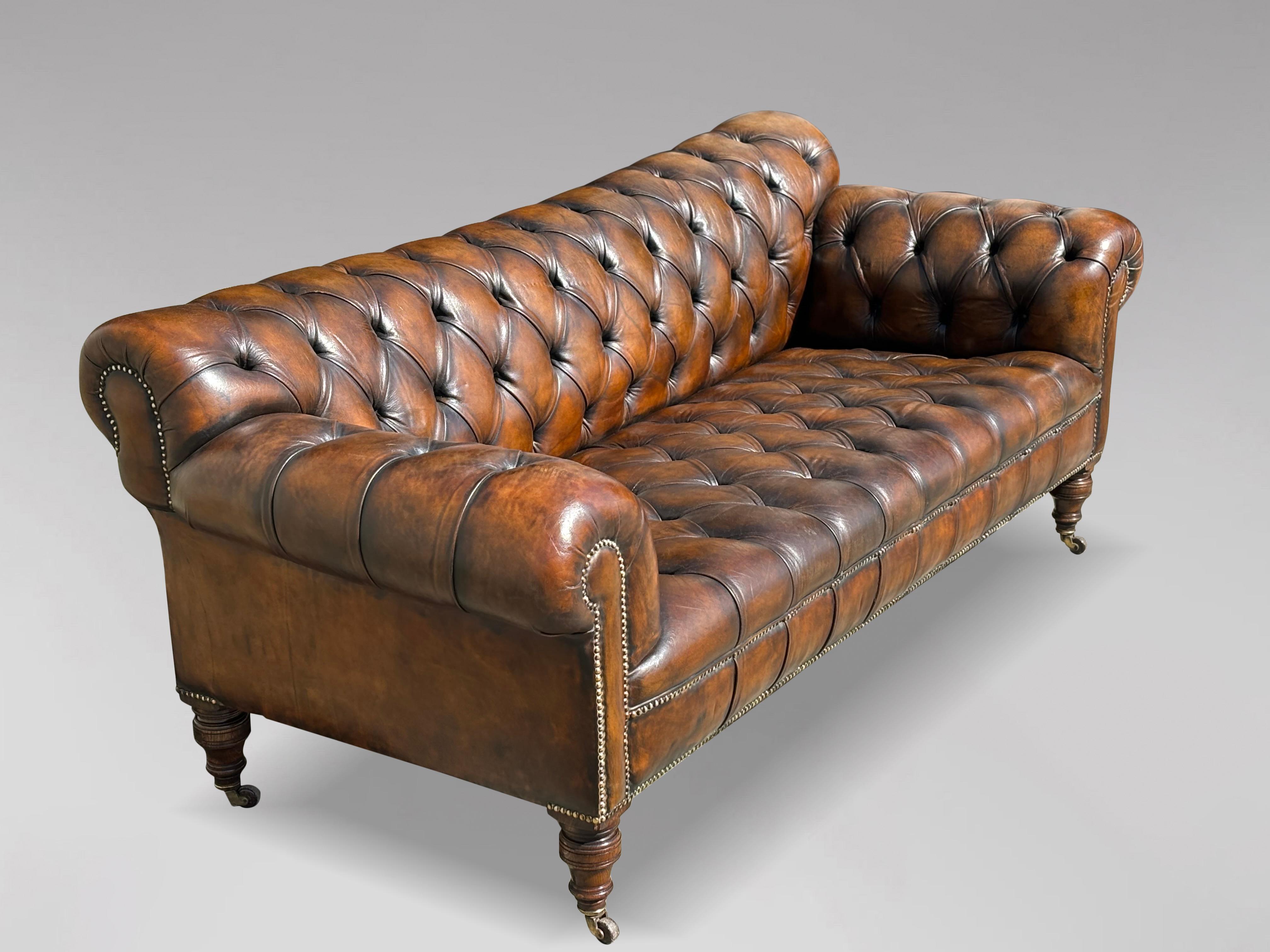 British 19th Century, Victorian Period Leather Chesterfield
