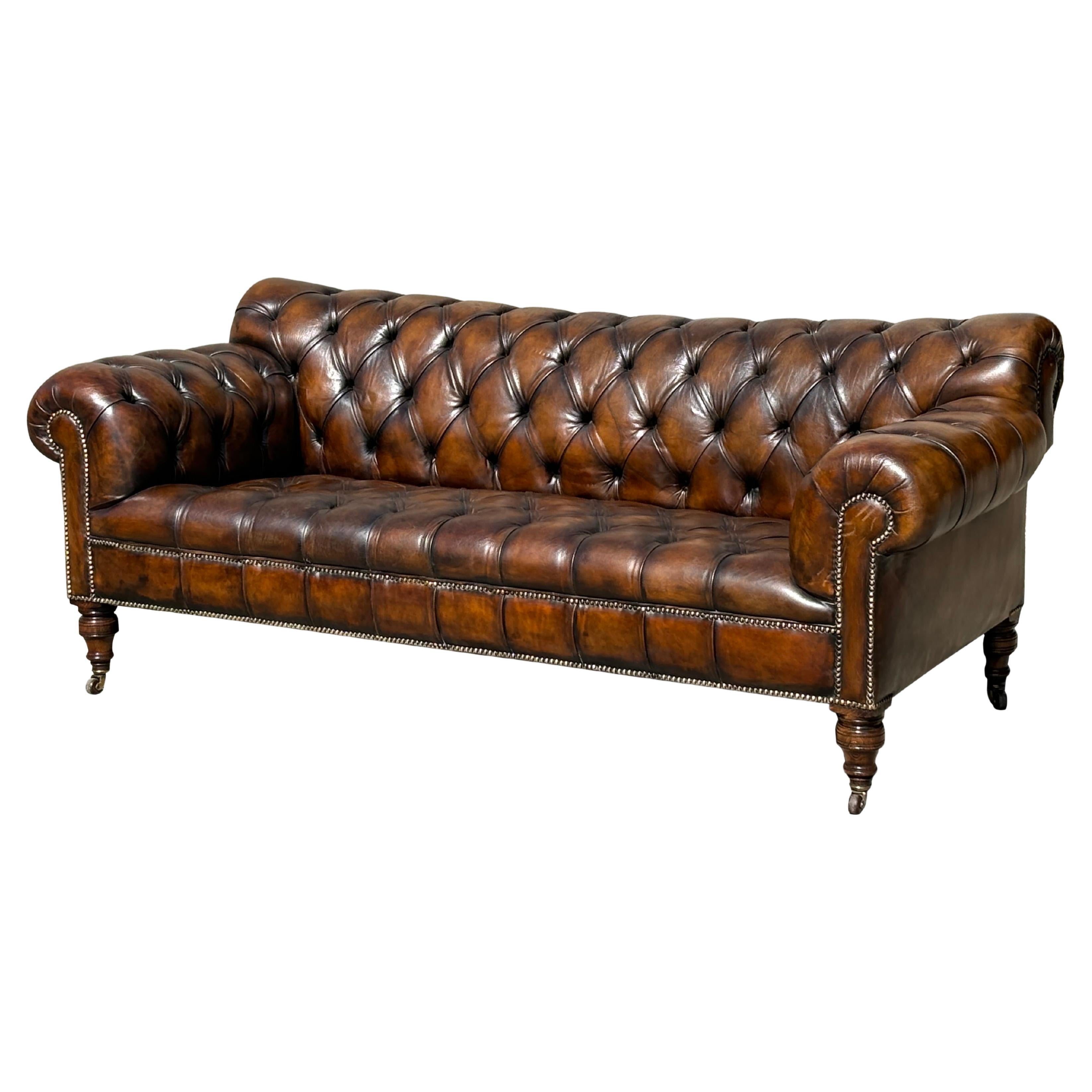 19th Century, Victorian Period Leather Chesterfield