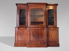 19th Century Victorian Period Mahogany 3-Door Breakfront Bookcase