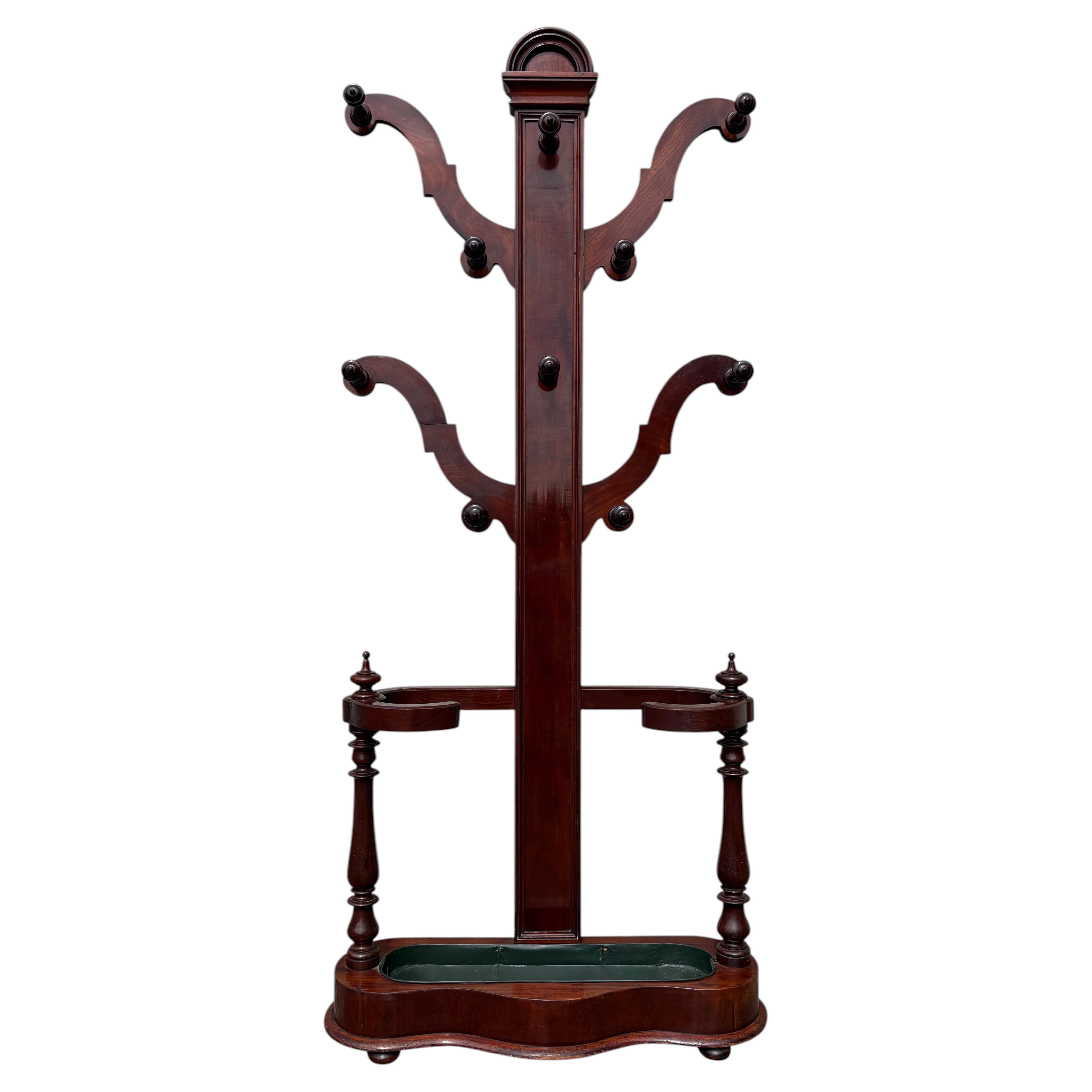 19th Century Victorian Period Mahogany Coat Rack Hall Stand